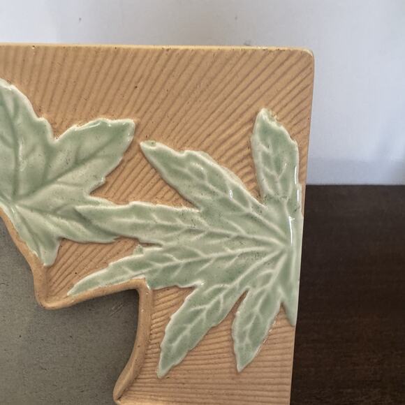 Ceramic Photo Frame 3D Maple Leaf Ceramic Glazed Textured 7" X 7" Nature Fall - Picture 5 of 13